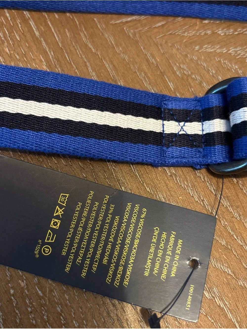 Polo Ralph Lauren Blue, White & Black Striped Slip Belt